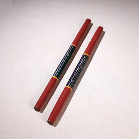  Handmade Lacquered Wooden Garba Dandiya Sticks 