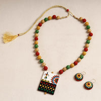 handpainted terracotta necklace set