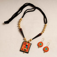 handpainted terracotta necklace set