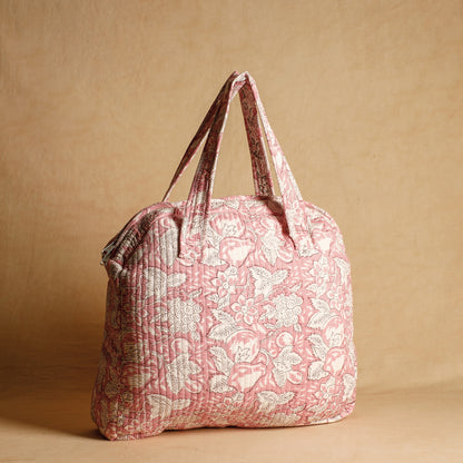 Pink - Handcrafted Sanganeri Quilted Cotton Tote Bag