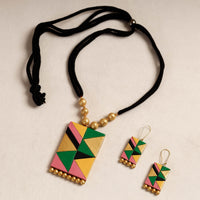 handpainted terracotta necklace set