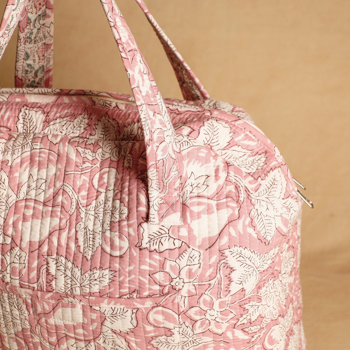 Pink - Handcrafted Sanganeri Quilted Cotton Tote Bag