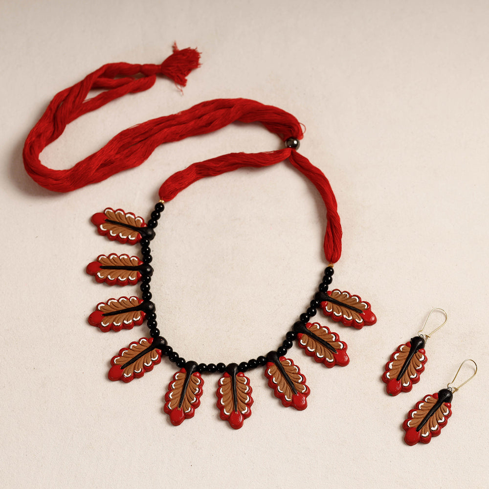 handpainted terracotta necklace set