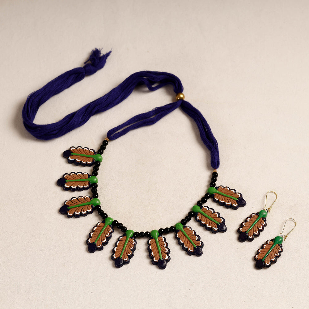 handpainted terracotta necklace set