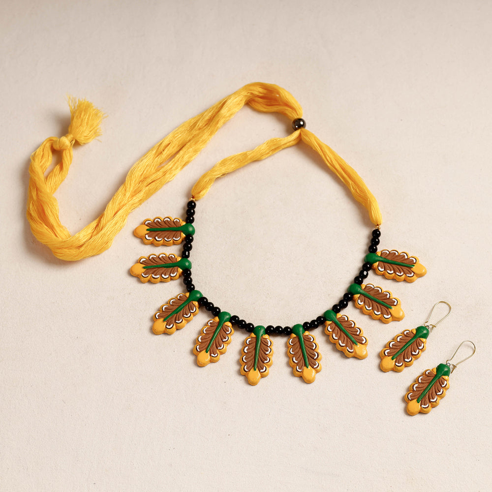 handpainted terracotta necklace set