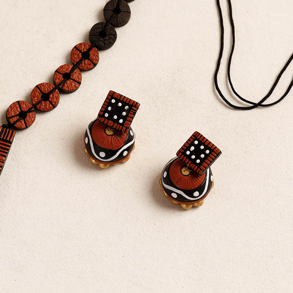 handpainted terracotta necklace set