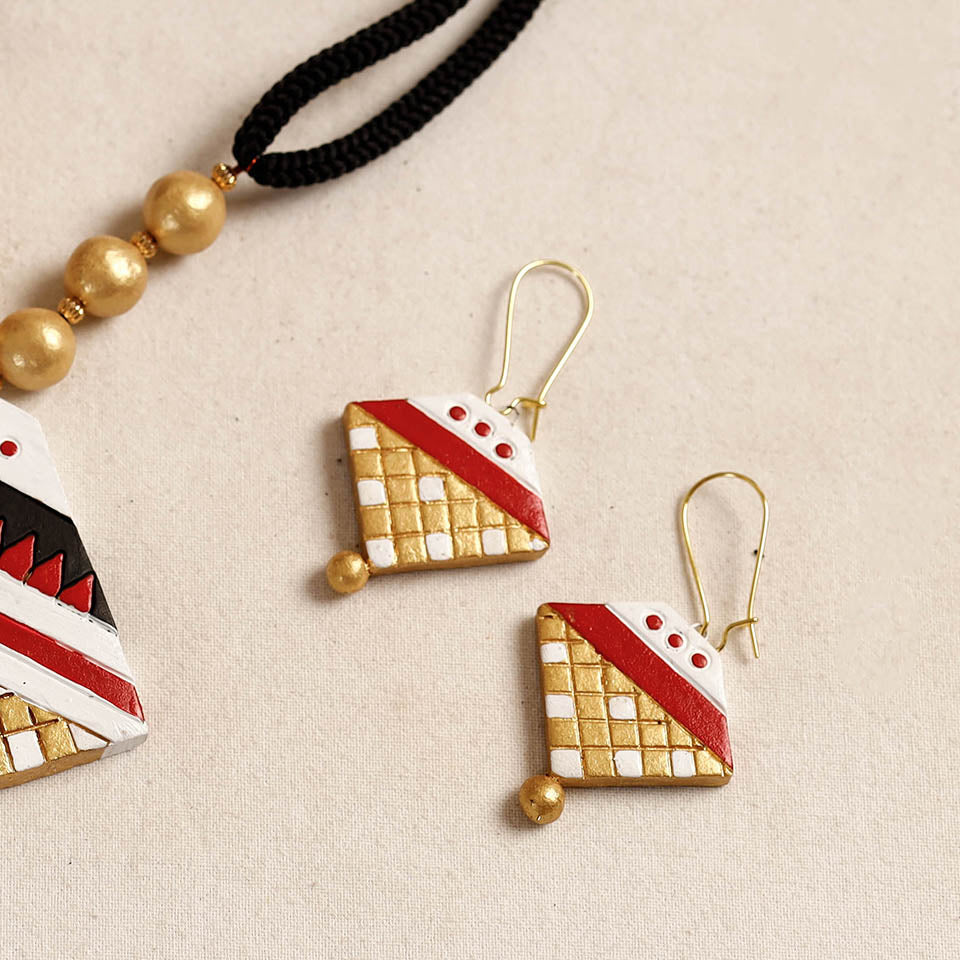 handpainted terracotta necklace set