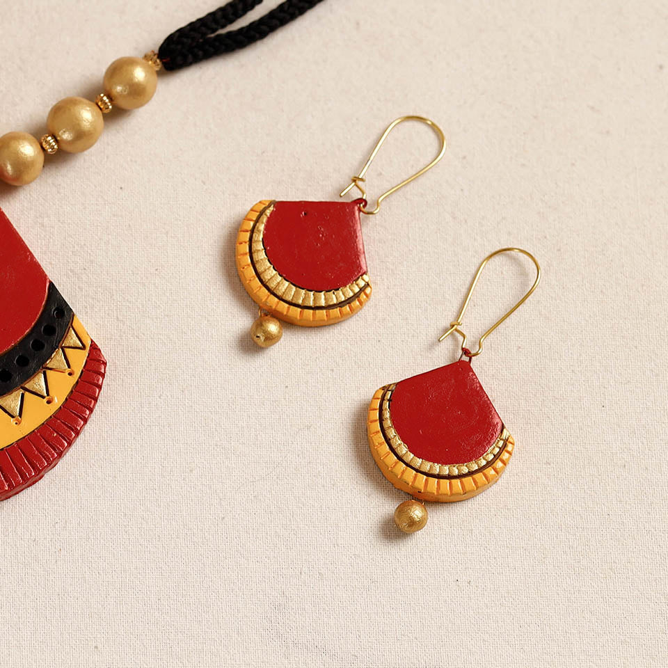 handpainted terracotta necklace set