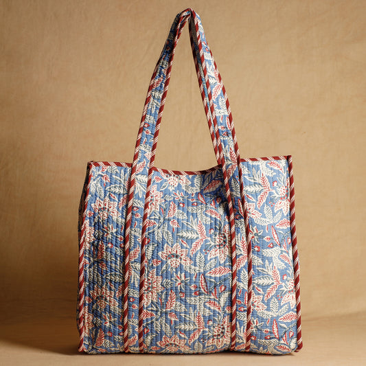 Blue - Handcrafted Sanganeri Quilted Cotton Tote Bag