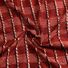 Maroon - Bengal Kantha Hand Embroidered Mulberry Silk Kurta Material - 3 Meter