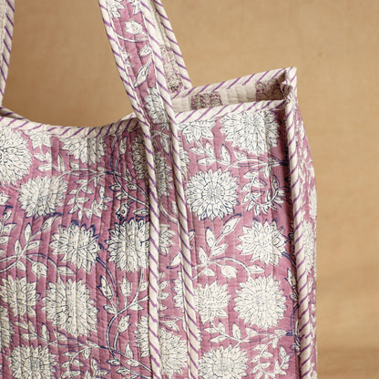 Purple - Handcrafted Sanganeri Quilted Cotton Tote Bag