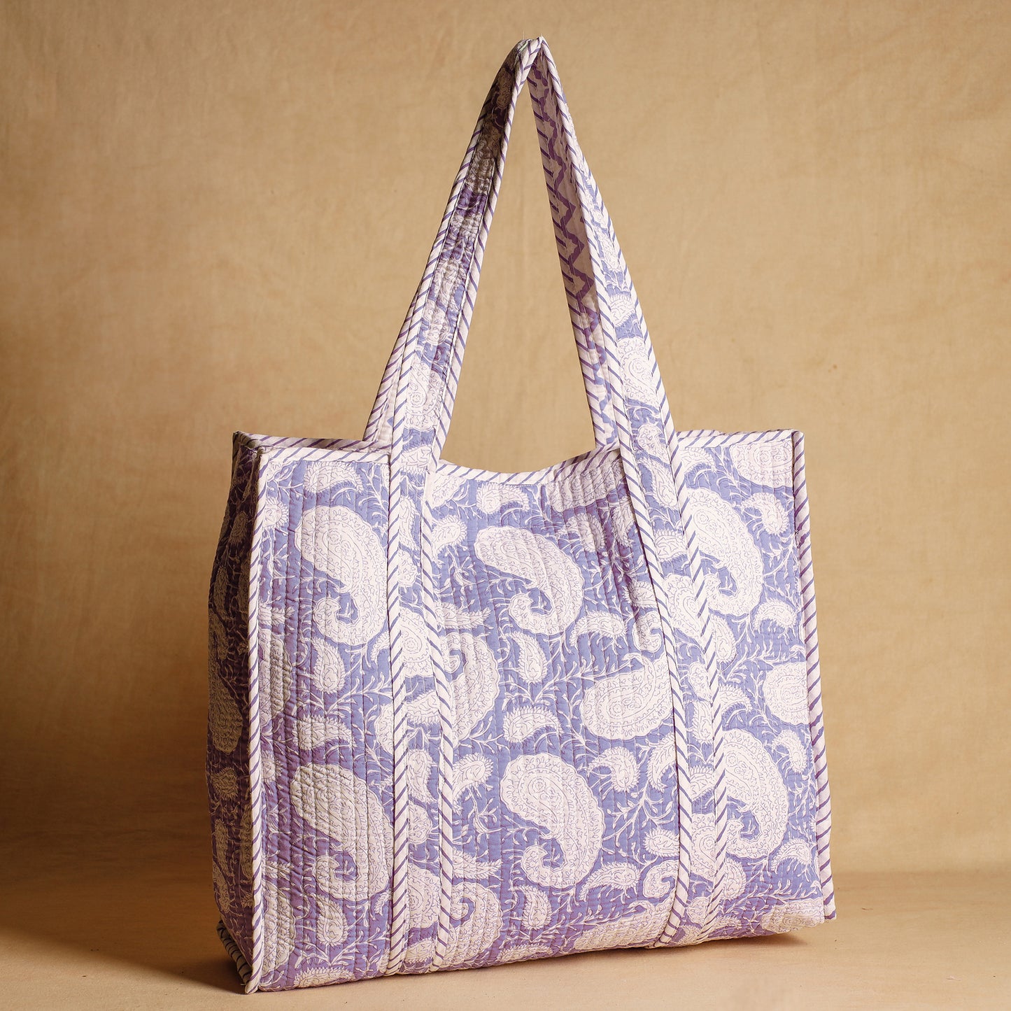 Purple - Handcrafted Sanganeri Quilted Cotton Tote Bag