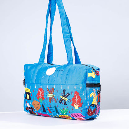 Blue - Pipli Applique Work Cotton Shoulder Bag