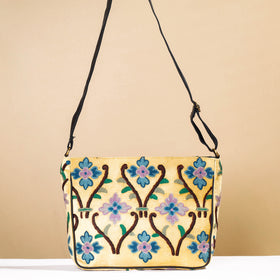  Original Crewel Hand Embroidery Leather & Velvet Laptop Bag 