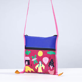 Multicolor - Pipli Applique Work Cotton Sling Bag