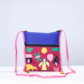 Multicolor - Pipli Applique Work Cotton Sling Bag