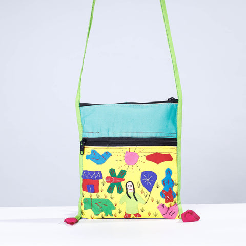 Multicolor - Pipli Applique Work Cotton Sling Bag
