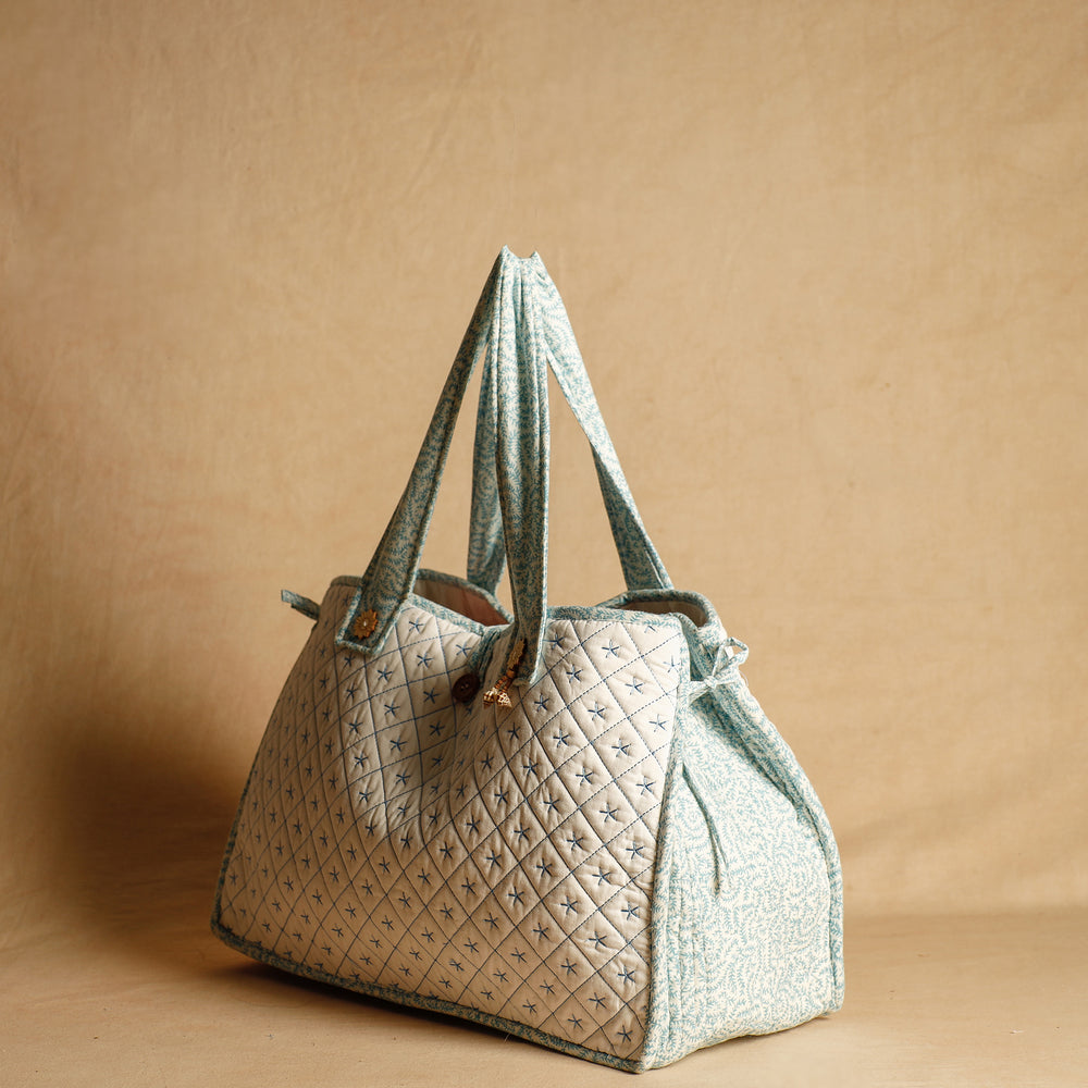 sanganeri quilted tote bag