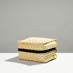  Yellow Jacquard Cotton Fabric 4 Pockets Jewelry Bag 