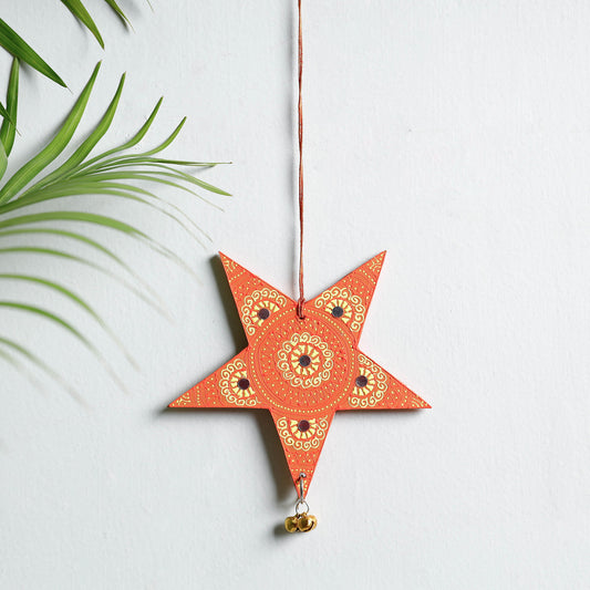Star - Festive Decor Sequin Work Handpainted Wooden Hanging