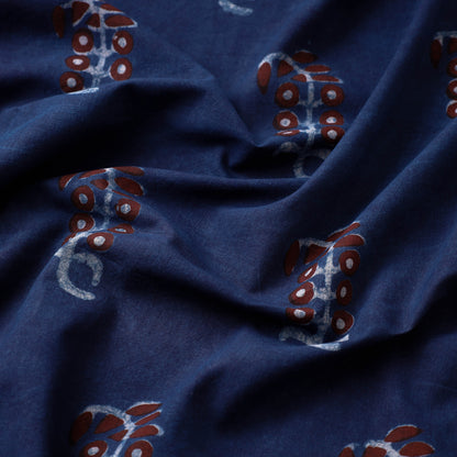 Blue - Nandana Hand Block Printed Cotton Fabric