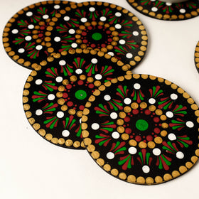  Mandala Art Handpainted Wooden Coasters (Set of 6) 