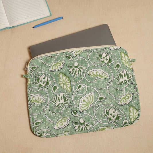 Handcrafted Sanganeri Quilted Cotton Laptop Sleeve (11 x 15 in)