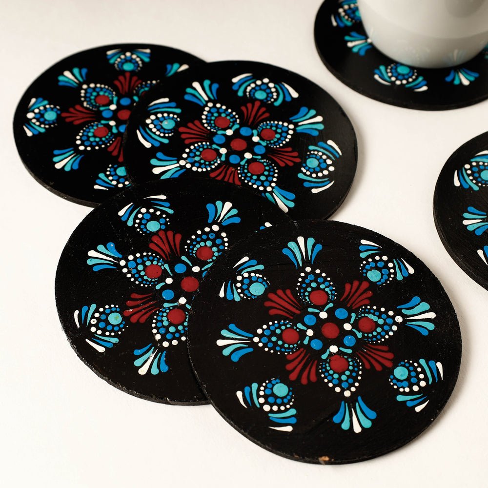 Handpainted Mandala Art Wooden Coasters (Set of 6)