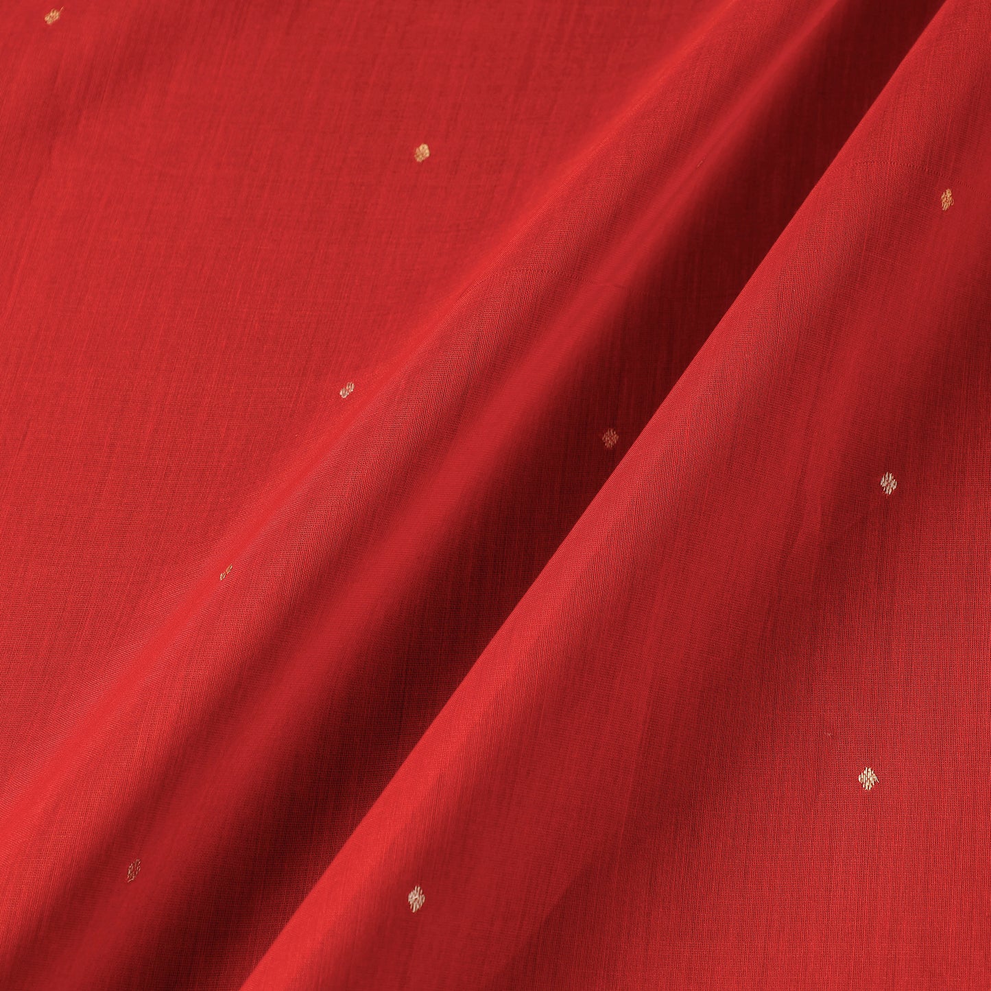 Red - Traditional Chanderi Silk Handloom Zari Buti Fabric