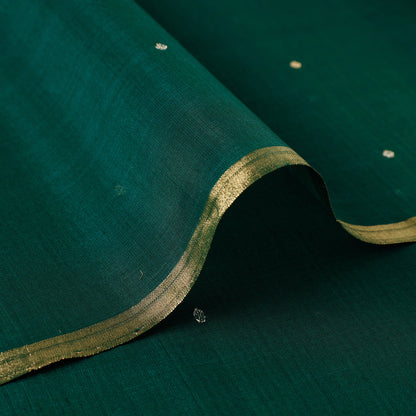 Green - Traditional Chanderi Silk Handloom Zari Buti Fabric