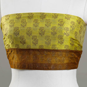 Buy  Sanganeri Gold Block Printed Chanderi Silk Blouse Piece Online at iTokri.com