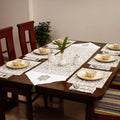 White Sanganeri Print Cotton Table Runner with Mats & Napkins