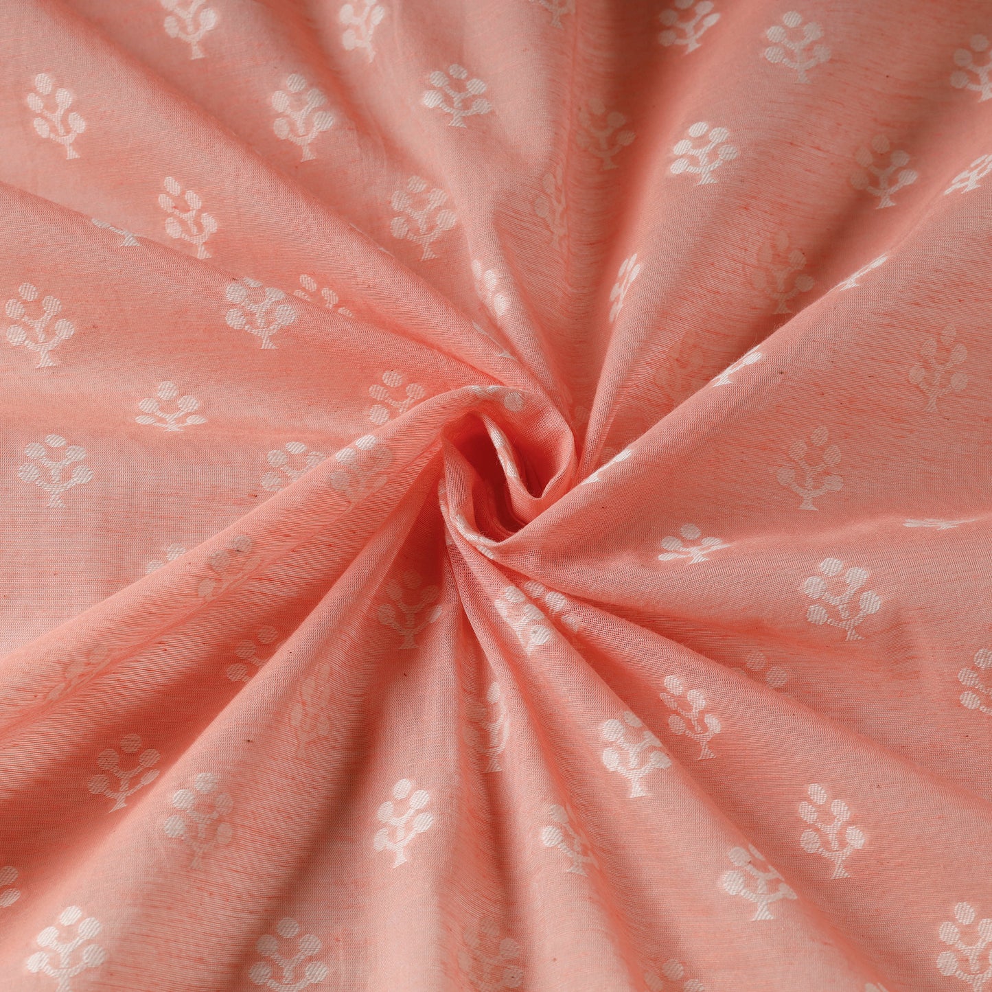 Peach - Pure Banarasi Handwoven Cutwork Buti Cotton Fabric