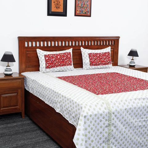  Block Print Patchwork Cotton Sanganeri Bed Sheet