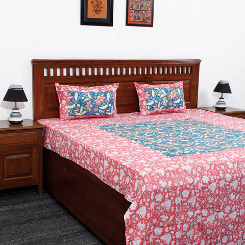 Buy Block Print Patchwork Cotton Sanganeri Bed Sheet