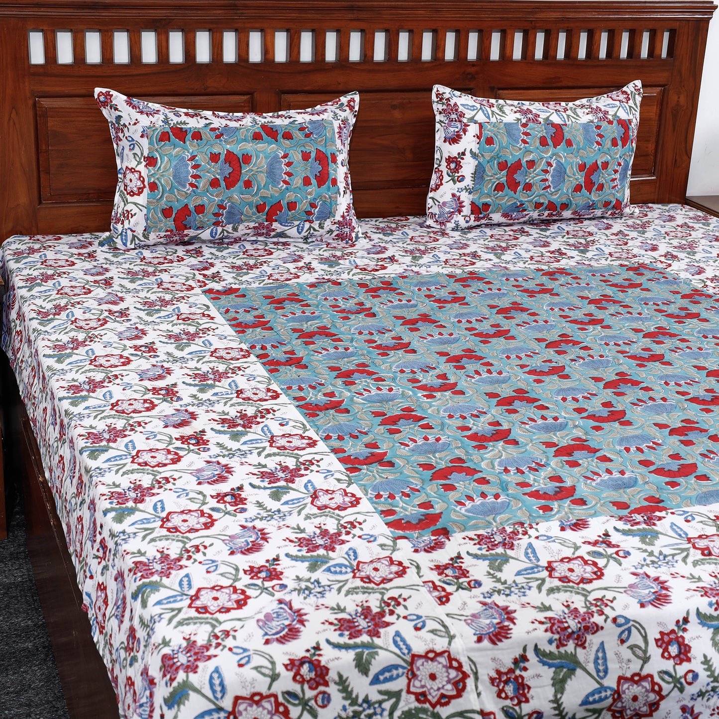 sanganeri double bed cover set