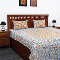 Multicolor Block Print Patchwork Cotton Sanganeri Bed Sheet