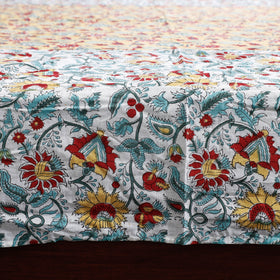 Multicolor Block Print Patchwork Cotton Sanganeri Bed Sheet