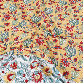 Multicolor Block Print Patchwork Cotton Sanganeri Bed Sheet