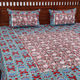  Block Print Patchwork Cotton Sanganeri Bed Sheet