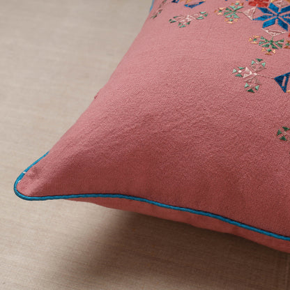 Pink - Soof Embroidery Cotton Cushion Cover (16 x 16 in)