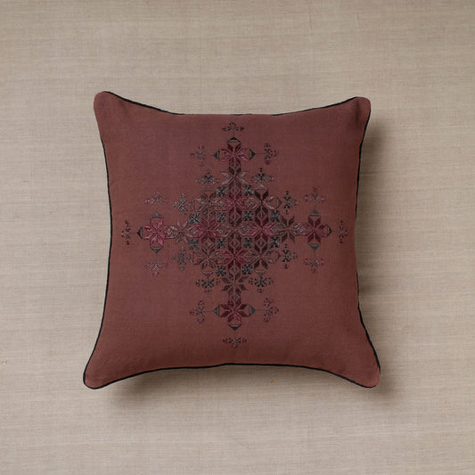 Brown - Soof Embroidery Cotton Cushion Cover (16 x 16 in)