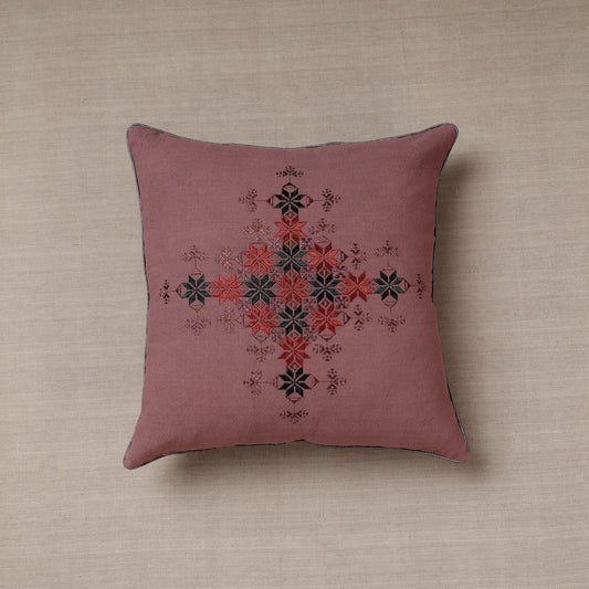 Purple - Soof Embroidery Cotton Cushion Cover (16 x 16 in)