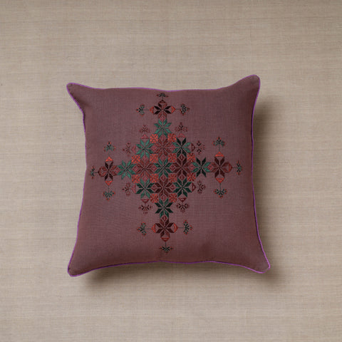 Purple Soof Embroidery Cotton Cushion Cover