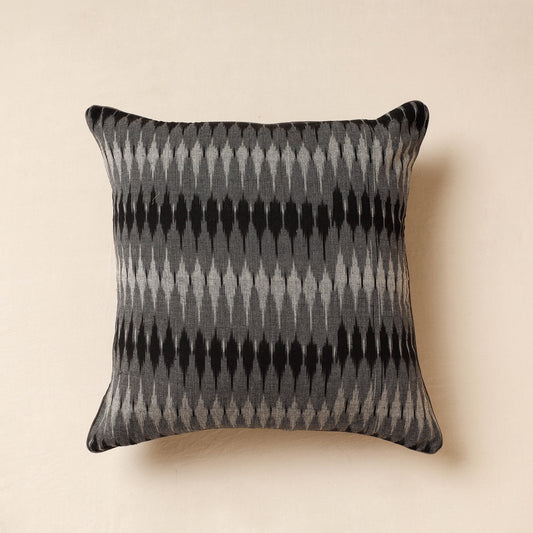 Grey - Pochampally Ikat Cotton Cushion Cover (16 x 16 in)