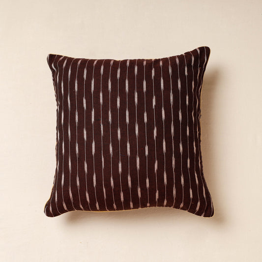 Brown - Pochampally Ikat Cotton Cushion Cover (16 x 16 in)