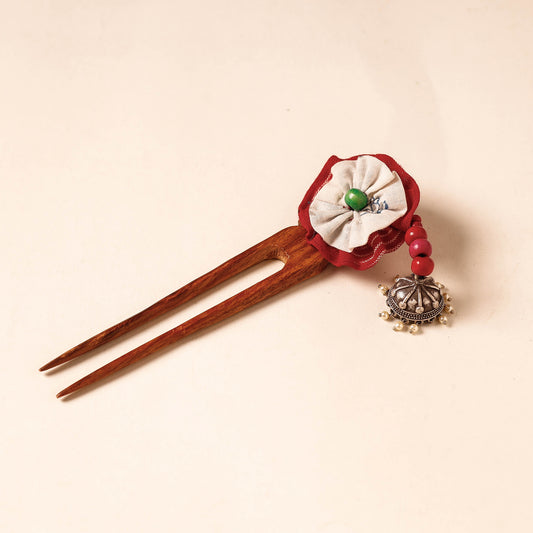Handmade Gulmohar Flower Oxidised Wooden Juda Stick