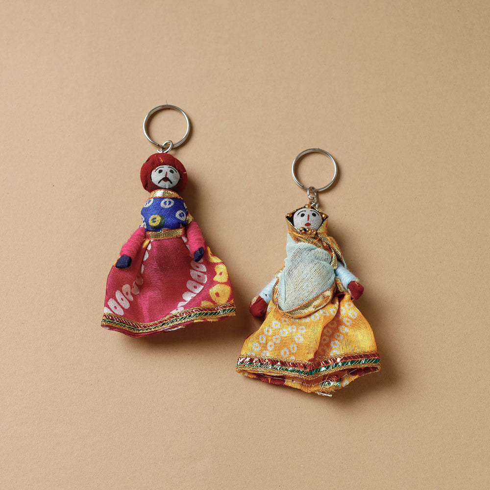 Rajasthani Puppet Couple Handmade Keychain (Set of 2)