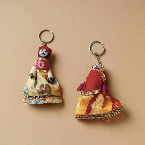 Rajasthani Puppet Couple Handmade Keychain (Set of 2)