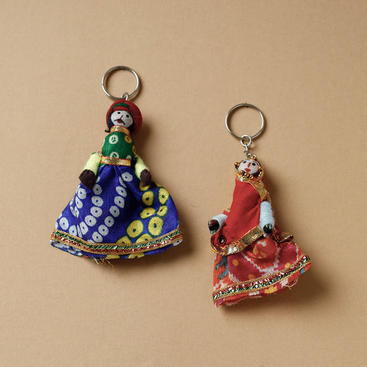 Rajasthani Puppet Couple Handmade Keychain (Set of 2)